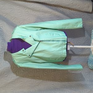 Mint Green Retro Style Motorcycle Jacket XL